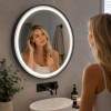 Origins Living Lomax Light Round Mirror 70cm Black LML-01D070-BK