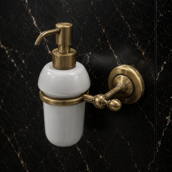 Origins Living Albany Soap Dispenser - Aged Brass/White ALB-113001-AB Bathroom Accessory