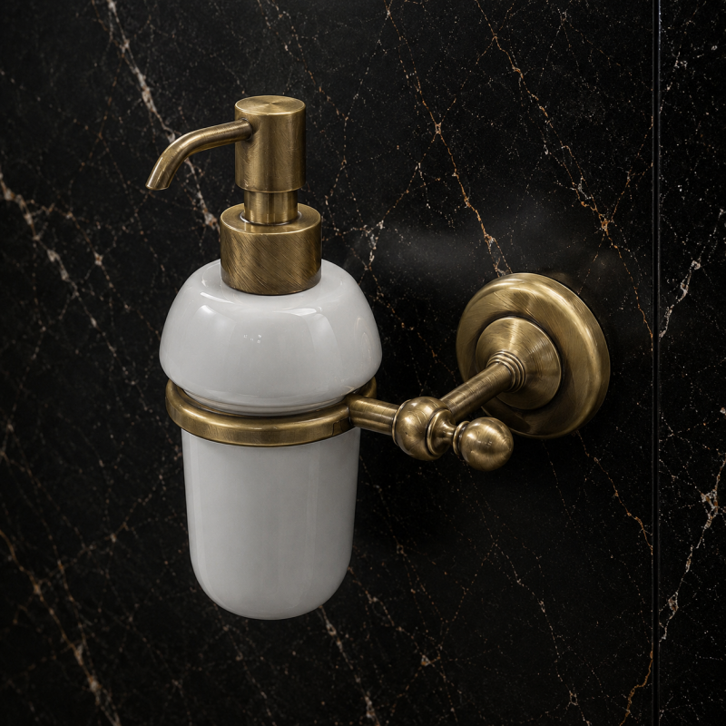 Origins Living Albany Soap Dispenser - Aged Brass/White ALB-113001-AB Origins Living Albany Soap Dispenser - Aged Brass/White ALB-113001-AB