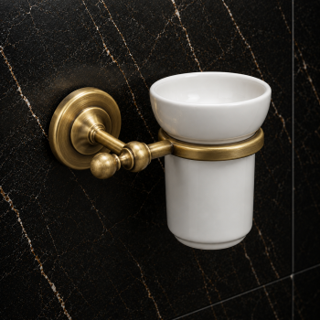 Origins Living Albany Tumbler Holder - Aged Brass/White ALB-111001-AB Bathroom Accessory
