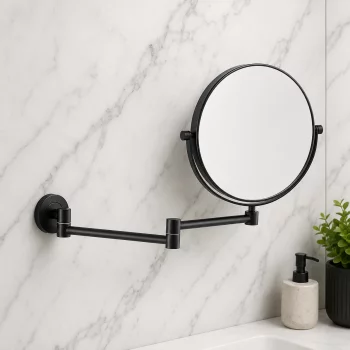 Origins Living Hutton Reversible 5x Magnifying Wall Mirror - Black HTN-007520-BK Bathroom Accessory