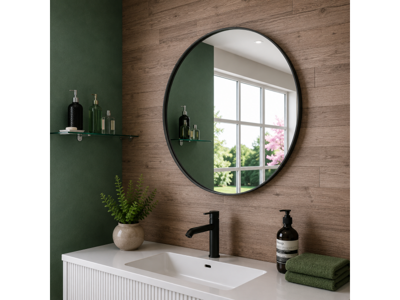 Origins Living City Round Mirror 60cm Black B375622