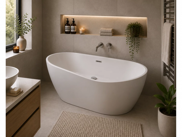 Harlesden Freestanding 1655x745x580mm 0TH Bath - Gloss White DIBF0076