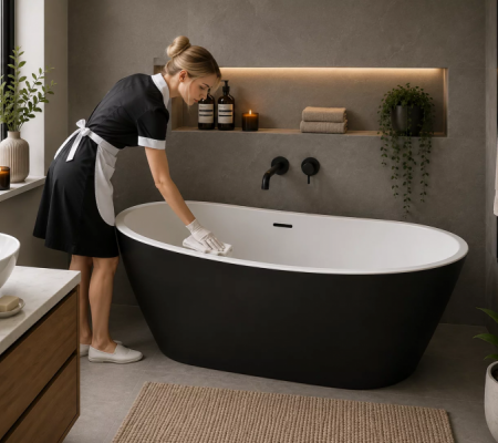 Harlesden Freestanding 1655x745x580mm 0TH Bath - Matt Black