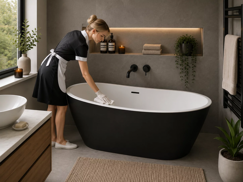 Harlesden Freestanding 1655x745x580mm 0TH Bath - Matt Black DIBF0078