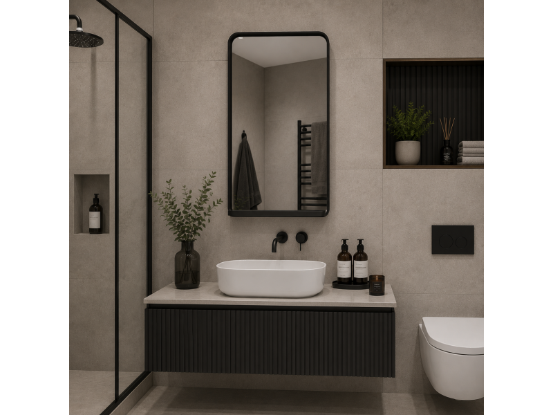 Origins Living Ludgate Mirror with Shelf 55 Black LDG-002510-BK