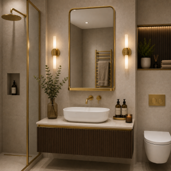 Origins Living Ludgate Mirror with Shelf 55 Brushed Brass LDG-002510-BB Bathroom Accessory