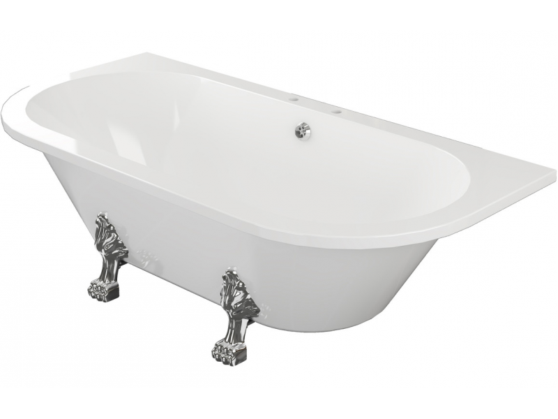 Finchley Freestanding Back To Wall 1700x800x600mm 2TH Bath w/Feet - White DIBFP2018