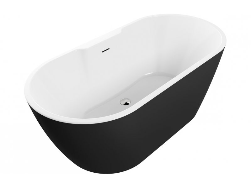 Harlesden Freestanding 1655x745x580mm 0TH Bath - Matt Black DIBF0078