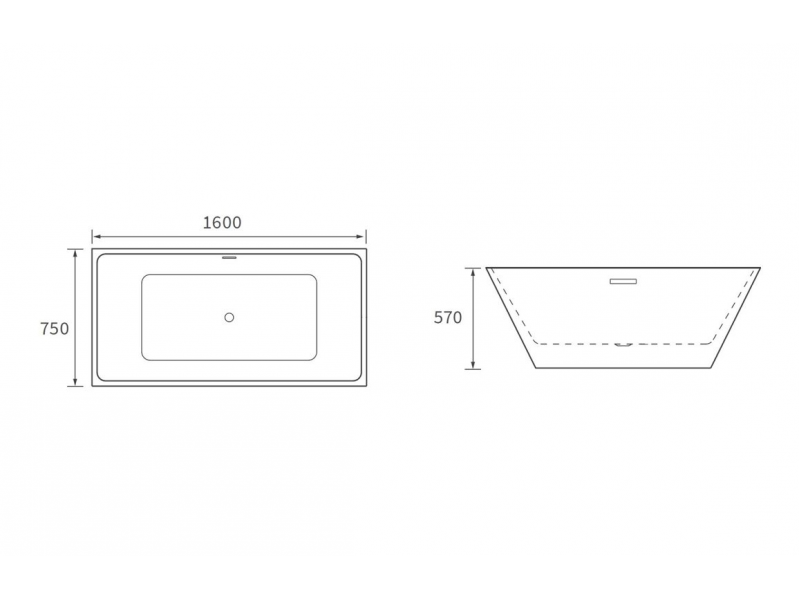 Hoxton Freestanding 1600x750x570mm Bath DIBF0066