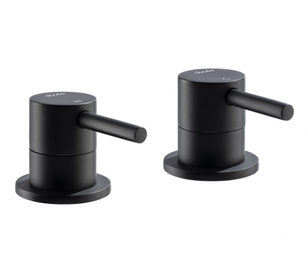 Abode Harmonie Round Bath Filler Panel Valves (Pair) - Matt Black