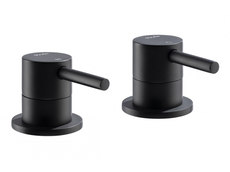Abode Harmonie Round Bath Filler Panel Valves (Pair) - Matt Black AB2749
