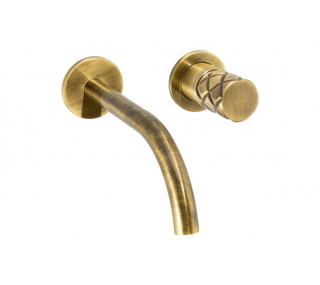 Abode Kite Wall Mounted Basin Mixer - Antique Brass