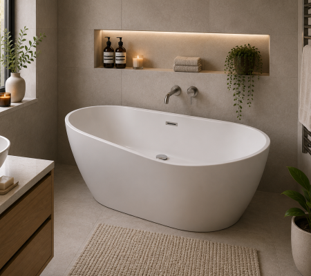 Harlesden Freestanding 1550x745x580mm 0TH Bath - Gloss White