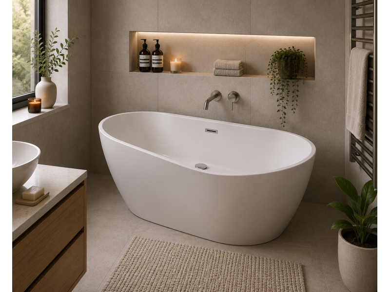 Harlesden Freestanding 1550x745x580mm 0TH Bath - Gloss White DIBF0074