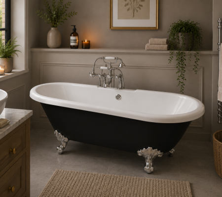 Richmond Freestanding 1690x740x620mm 2TH Bath w/Feet - Black