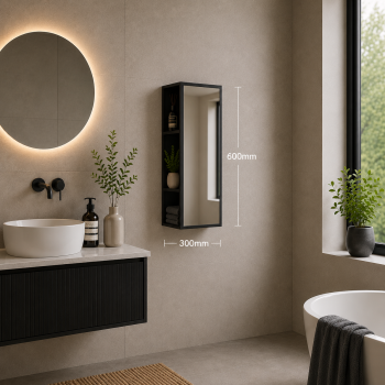 Origins Living Dockside Mirror With Open Shelving 30 Black - 30x60cm DKS-021036-BK Bathroom Accessory