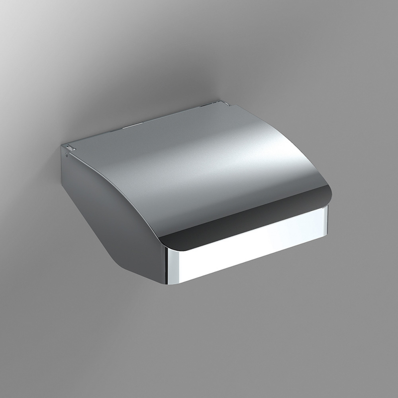 Origins Living S Cube Toilet Roll Holder with Flap - Chrome 166862