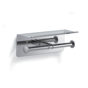 Origins Living G Pro Double Toilet Roll Holder with Shelf - Chrome 2339-13 Bathroom Accessory
