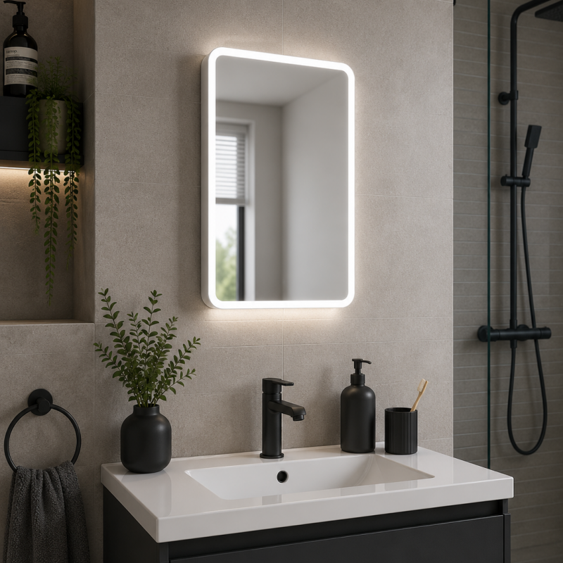 Akari 500mm 1 Door LED Mirrored Cabinet