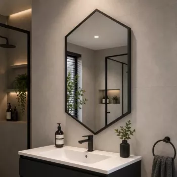 Origins Living Docklands Hexagonal Mirror Black - 50x75cm B375516 Bathroom Accessory