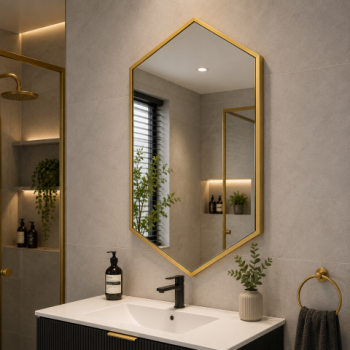 Origins Living Docklands Hexagonal Mirror Brushed Brass - 50x75cm B375509 Bathroom Accessory