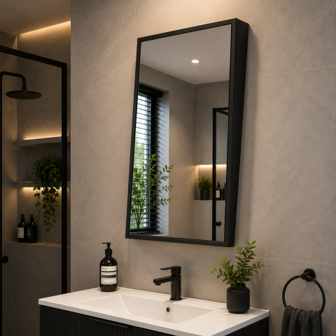 Origins Living Docklands Inclusive Angled Mirror 50 Black - 50x80cm DKL-00A058-BK