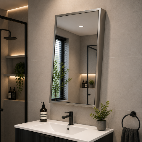 Origins Living Docklands Inclusive Angled Mirror 50 Brushed Stainless Steel DKL-00A058-BS