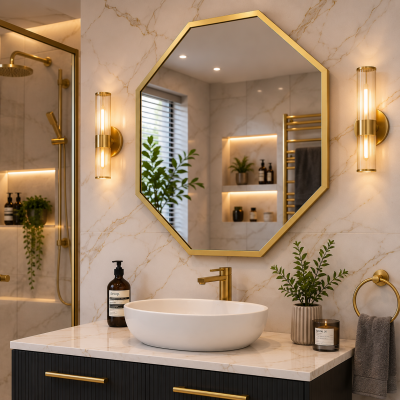 Origins Living Docklands Octagon Mirror 60cm Brushed Brass DKL-00T060-BB