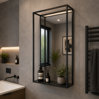 Origins Living Docklands Mirror With Shelf 50 Black - 50x80cm DKL-002058-BK Bathroom Accessory