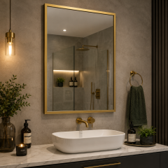 Origins Living Docklands Rectangular Mirror 40 Brushed Brass - 40x70cm B375691 Bathroom Accessory