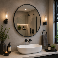 Origins Living Docklands Round Mirror 60cm Black B375530 Bathroom Accessory
