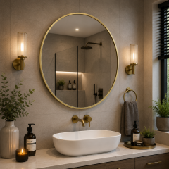 Origins Living Docklands Round Mirror 60cm Brushed Brass B375523 Bathroom Accessory