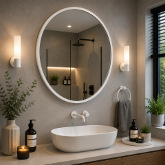 Origins Living Docklands Round Mirror 60cm White B375677 Bathroom Accessory