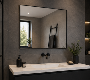 Origins Living Newington Rectangular Mirror 100 Black - 100x80cm NWG-001108-BK Bathroom Accessory Origins Living Newington Rectangular Mirror 100 Black - 100x80cm NWG-001108-BK Bathroom Accessory