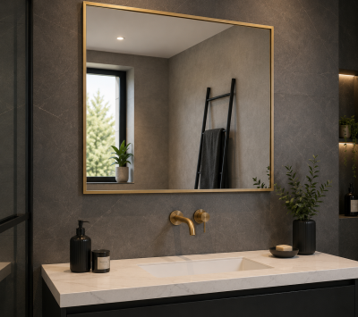 Origins Living Newington Rectangular Mirror 100 Brushed Brass - 100x80cm NWG-001108-BB Bathroom Accessory Origins Living Newington Rectangular Mirror 100 Brushed Brass - 100x80cm NWG-001108-BB Bathroom Accessory