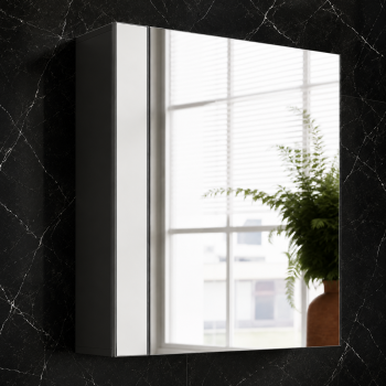 VitrA 620x695mm Mirrored Cabinet (RH Hinge) - Brushed Chrome