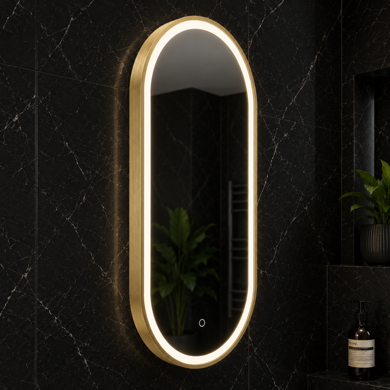 Origins Living Lomax Light Capsule Mirror 40 Brushed Brass - 40x80cm LML-01C048-BB