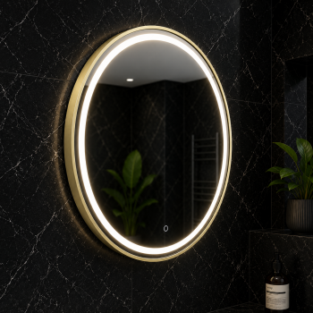 Origins Living Lomax Light Round Mirror 70cm Brushed Brass LML-01D070-BB Bathroom Accessory
