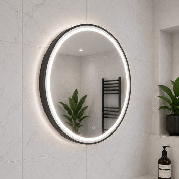 Origins Living Lomax Light Round Mirror 70cm Black LML-01D070-BK Bathroom Accessory