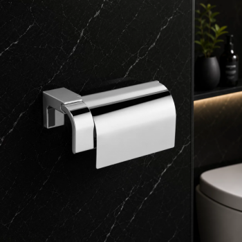 Origins Living Eletech Toilet Roll Holder with Flap - Chrome 114160 Bathroom Accessory