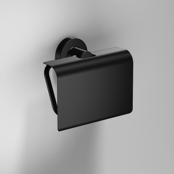 Origins Living Tecno Project Toilet Roll Holder with Flap - Black 166282 Bathroom Accessory