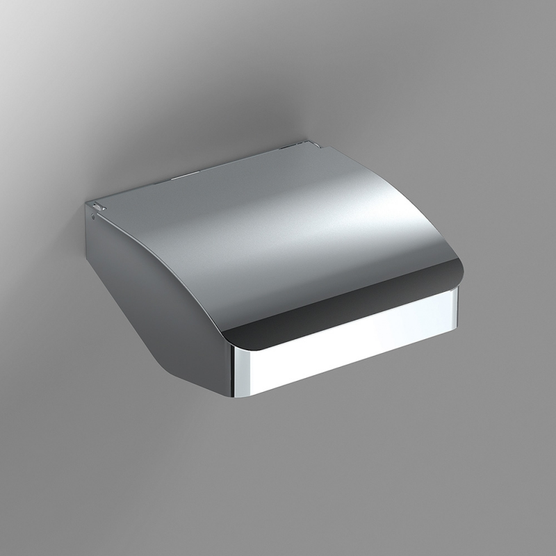 Origins Living S Cube Toilet Roll Holder with Flap - Chrome