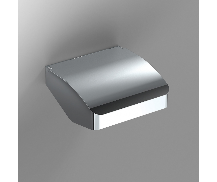 Origins Living S Cube Toilet Roll Holder with Flap - Chrome