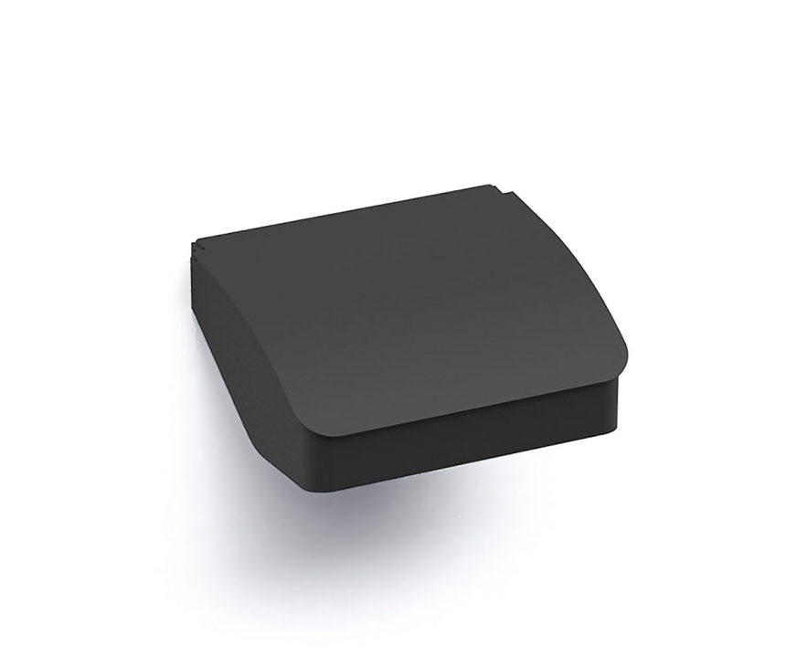 S Cube Toilet Roll Holder with Flap - Black