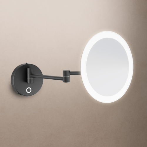 Origins Living Sloane Round LED Magnifying Mirror Black