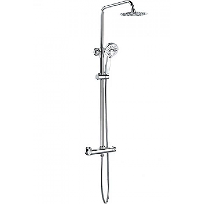 Round Thermostatic Bar Mixer with Riser Kit & Hand Kit - Chrome