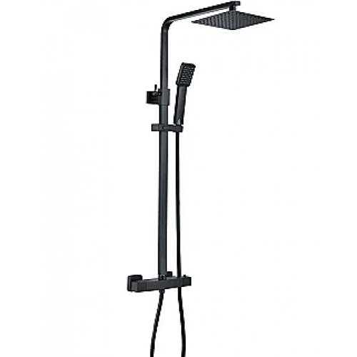 Square Thermostatic Bar Mixer w/Riser Kit - Matt Black