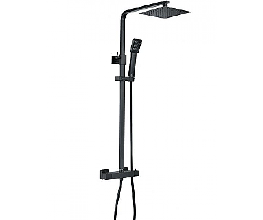 Square Thermostatic Bar Mixer w/Riser Kit - Matt Black