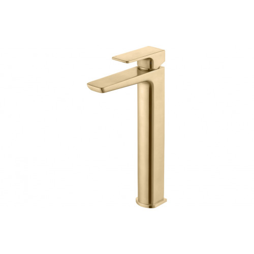 Benio Tall Modern Lever Basin Mixer - Brushed Brass